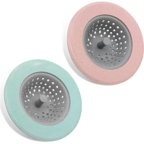 Lot de 2 passoires d évier passoire alimentaire en silicone pour panier protection bonde rose + vert (1/5)