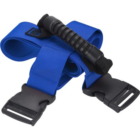 Carry Strap with Handle, Adjustable Nylon Cross Style Strap for Moving Grocery Luggage Lifting Boxes Blue (1/5)
