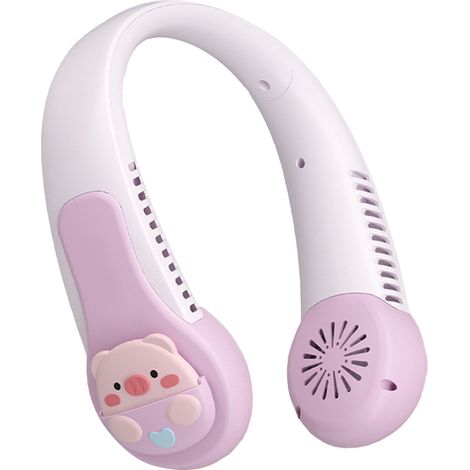Ventilateur de cou à motif dessin animé, portable, rechargeable par USB, silencieux, anti-torsion, avec batterie intégrée, idéal pour les enfants et les adultes pratiquant des sports de plein air. Idé (1/5)
