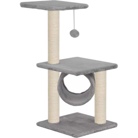 Tiragraffi albero per gatti cuccia per gatti peluche in sisal 65 cm grigio 3702276