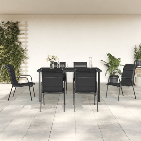 Furniture Limited - Juego de comedor para jardín 7 piezas acero y (1/5)