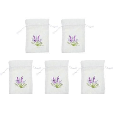 Lot de 5 sachets cadeaux vides à cordon, motif lavande, pour rangement DIY-14.00X10.00X0.50CM (1/4)