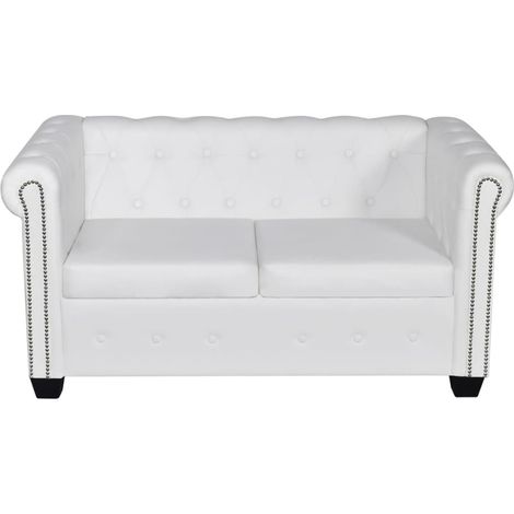 Sofá 2 plazas para salón interior hogar piel sintética blanco 020020115