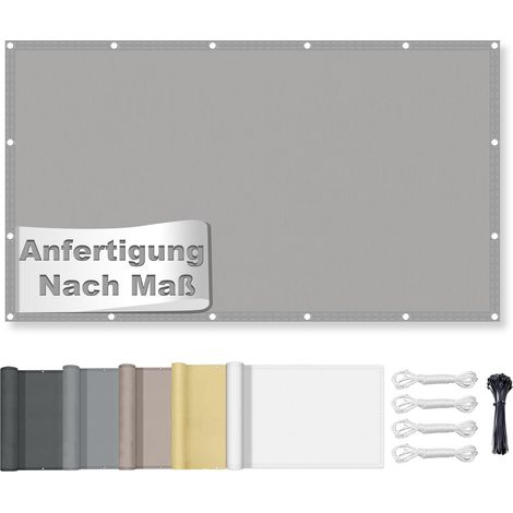 Voile d'ombrage rectangulaire avec œillets, en tissu 95 % de protection UV, résistant à la déchirure et aux intempéries, avec corde, pour balcon, terrasse, jardin, gris clair, 2,5 x 3 m (1/5)
