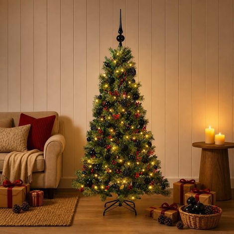 vidaXL Artificial Christmas Tree with Bauble 150 cm 150 LEDs (1/5)
