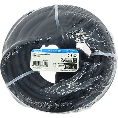 Prolongateur extérieur 10 mètres IP44 Noir - SIANCE (1/2)