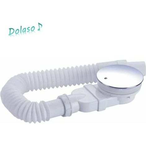 Bonde de douche 90 mm, extra plat, trou de vidange pour bac de douche, siphon avec système anti-odeurs, tamis à cheveux, tuyau flexible, couvercle chromé，blanc, une pièce,