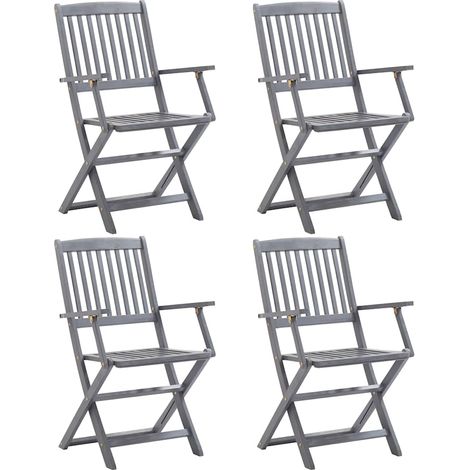 vidaXL Sillas plegables, 4 unidades, madera maciza de acacia. (1/5)