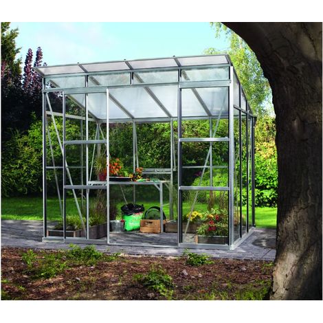 Serre de jardin en polycarbonate 6 mm Playa, Long 1.92 m, Couleur Aluminium (1/5)