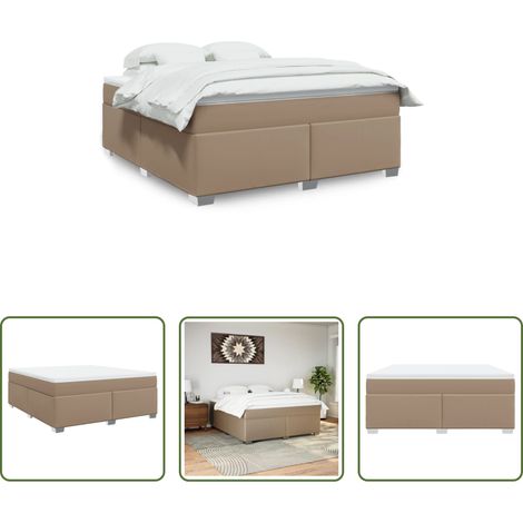 vidaXL Surmatelas -  Sommier à lattes de lit avec matelas Cappuccino 180x200 cm (1/5)