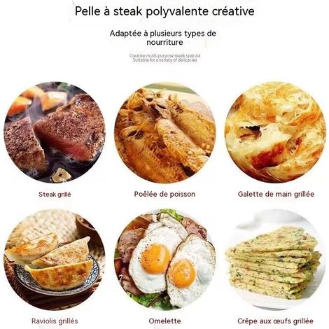 Spatule polyvalente en acier inoxydable manche bois, pour steak, poisson, teppanyaki, spatule ajournée (1/3)