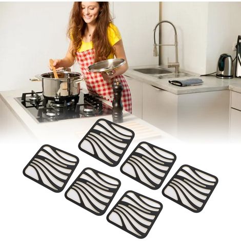 Tapis pour casseroles chaudes résistant à la chaleur et antidérapant Support moderne pour plats chauds pour table de cuisine 6pcs,DUBUNS (1/4)