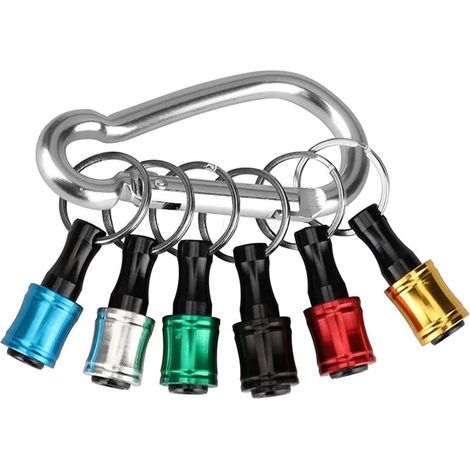 Lot de 6 porte-embouts de tournevis hexagonaux 1/4 pouce, rallonge, adaptateur de vis porte-clés, embouts de perçage de rechange (6 couleurs) (1/5)