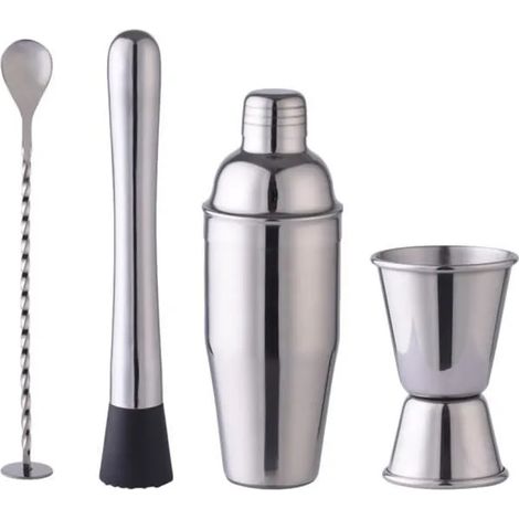 4 pcs / ensemble Cocktail Shaker Kit En Acier Inoxydable 700 ML Durable Skaker Ensemble Barman SHAKER - AGITATEUR - SET COCKTAIL (1/4)