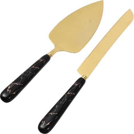 Set Ustensiles Cuisine 2 Pièces Pelle à Gâteau et Pelle à Fromage en Acier Inoxydable et Céramique Poignée Antidérapante pour Pâtisserie Cuisine (1/5)