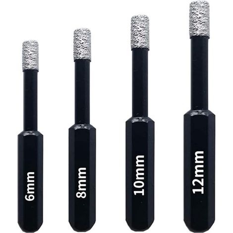 Coffret Forets Diamant 4 Tailles – 6/8/10/12mm – Pour Carrelage, Verre, Grès, Pierre – Mèches Pro Haute Précision (1/5)