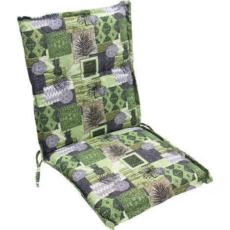 Niedriglehner Polster Auflage 100 x 50 cm - Annecy - Gartenstuhl Niederlehner Kissen mit grafischem Muster in grün