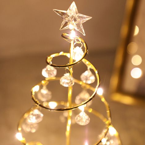 Lampe de Noël LED à piles en spirale avec étoile décorative pour la maison et la chambre, couleur or. (1/5)