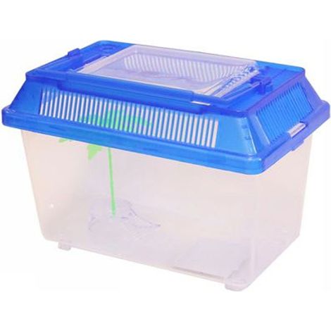 TrAdE Shop Traesio - Acquario Vaschetta Pesci Tartarughe Coperchio Maniglia Presa Aria 18x11x12 Cm - (1/4)