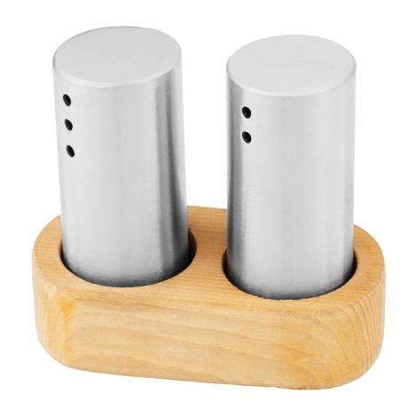 Salz- und Pfefferstreuer Set MagicHome, Holzständer, Edelstahl