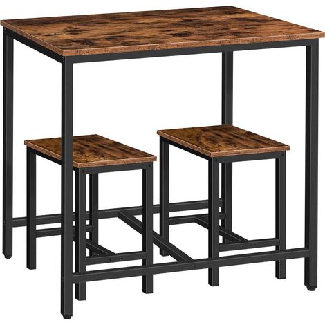 Bartisch mit 2 Hockern, Esstisch-Set für Küche & kleine Räume, Vintagebraun (1/5)