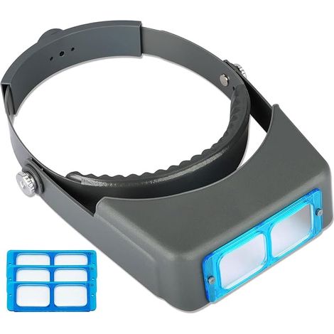 Head Magnifier, Reading Glasses, Optical Binoculars with 1.5X, 2X, 2.5X and 3.5X Magnification for Repairs and Crafts (1/5)