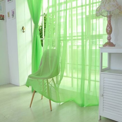 Rideau Voile - 200 cm x 100 cm - Tulle Transparent pour Fenêtre ou Porte - Décoration Intérieure Moderne - 1 Pièce (1/2)
