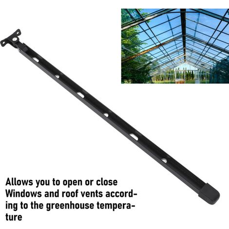 Tuteur de fenêtre de serre en aluminium robuste, Kit d'ouverture manuelle de ventilation de toit avec 6 vis 15.35in Noir (1/4)
