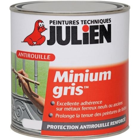 Julien – Peinture antirouille gris 0.25 L pour métal – Protection durable contre les agressions climatiques – Application facile en 2 couches
