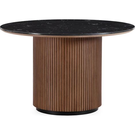Table ronde marbre noir et bois d'orme - Noyer, noir Marquina et noir mat (1/5)
