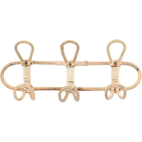 Rotin Mur Crochets VêTements Organisateur Rack, Patères en Bois Crochet de Porte de Mur de Manteau,Décoration D'intérieur (3 Crochets/Couleur Naturelle) (1/5)
