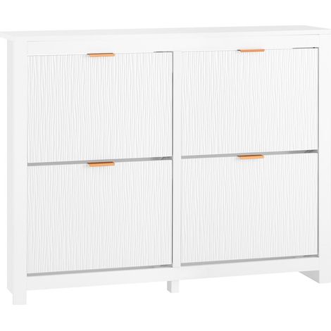 SoBuy FSR186-II-W, 4 Flip-drawers Shoe Cabinet Shoe Rack Shoe Storage Cupboard Organizer, White (1/5)