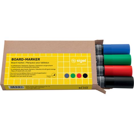 Sigel BA010 BA010 Kit marcatori per lavagne bianche Blu, Verde, Rosso, Nero 4 pz. (1/5)