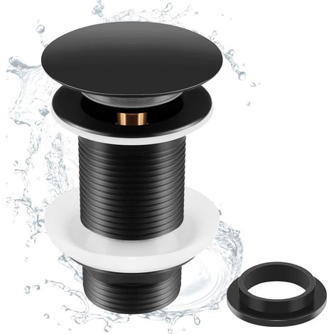 Bonde universelle, bonde lavabo sans trop-plein noir, bonde bonde lavabo bonde bonde lavabo bonde pop up pour lavabo vasque (1/5)