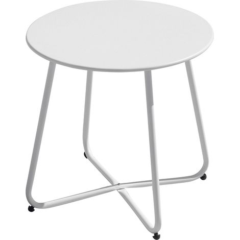 Tavolino da Giardino Ø45 cm Epoxy in Ferro Bianco