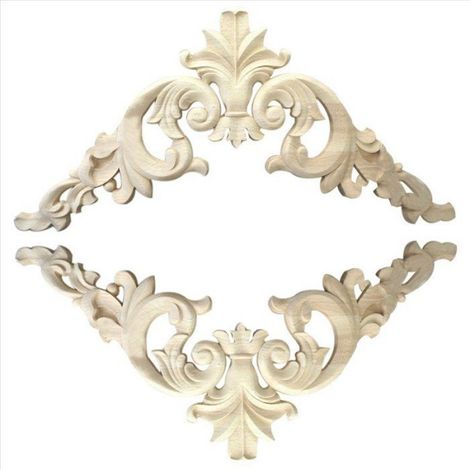 20X Applique de Coin en Bois Sculpté en Caoutchouc 15 X 15Cm Exquis Non Peint (1/5)