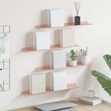 Schwebendes Regal 4 pcs Rosa 60 x 8,5 x 2,5 cm Stahl