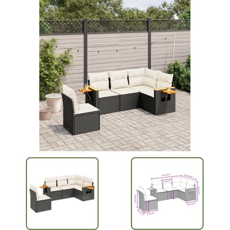 The Living Store 5-tlg. Garten-Sofagarnitur mit Kissen Schwarz Poly Rattan - Gartenmöbel - Sofasatz - Rattan Möbel - Outdoor Sofa - Esszimmergarnitur (1/3)