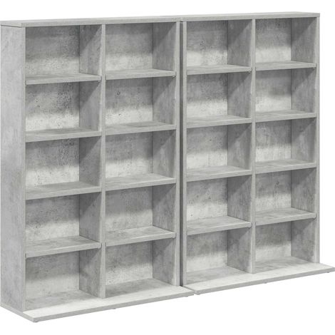Maison Exclusive - Mobile per CD 2 pz Grigio Cemento 65 x 23,5 x 97,5 cm (1/5)