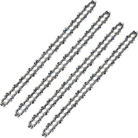 Lot de 4 Chaînes Tronçonneuse 52 Maillons Pas 3/8 LP Jauge 050 1.3mm Faible Rebond Pour Guide 14 Pouces 35 cm