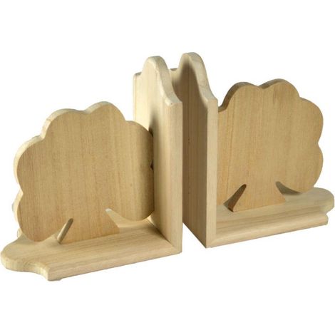 Reggilibri coppia in legno con albero cm19x17x19