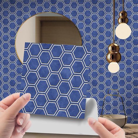 10 Pices Mosaque 3d Autocollante 1515cm, Cuisine Salle De Bain Bibliothque Autocollante, Papier Autocollant Pvc, Stickers Muraux Rtro Impermables (1/5)