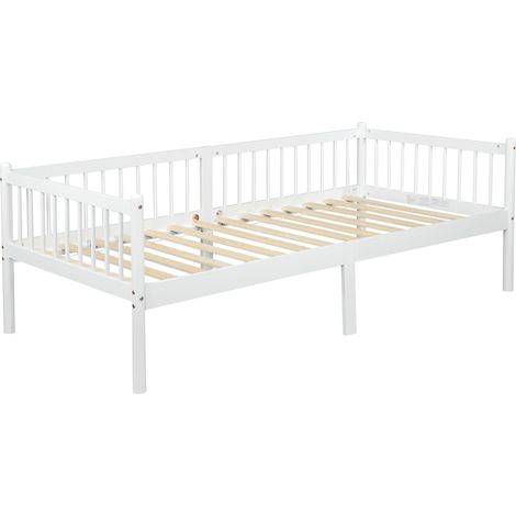 GagaLit banquette pin 90x200 3 côtés 14 lattes blanc (1/5)