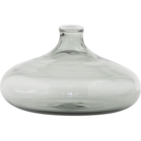 Vaso Un Fiore da 46 cl in vetro borosilicato soffiato artigianalmente, colore grigio con decoro bianco, ideale per arredo casa e tavola elegante