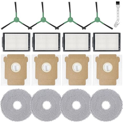 accessoires pour iRobot Roomba Plus 405 Combo Robot + / 505 Combo Robot + pièce de rechange pour aspirateur, 4 chiffons de lavettes,4 sacs à poussière 4 brosses latérales,4 filtres (1/5)