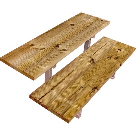 Escalier escamotable métal et bois autoclave – H 37cm – 2 marches – Largeur 60cm – Esthétique épurée sans contremarches (1/5)