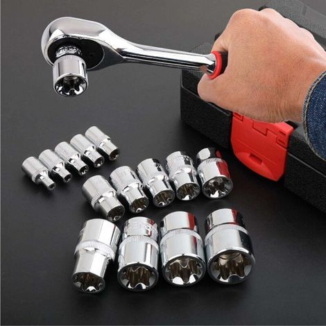 Satz mit 14 Torx-Innensechskant-Steckschlüsseln E4-E24 E-Hex Torx (1/3)