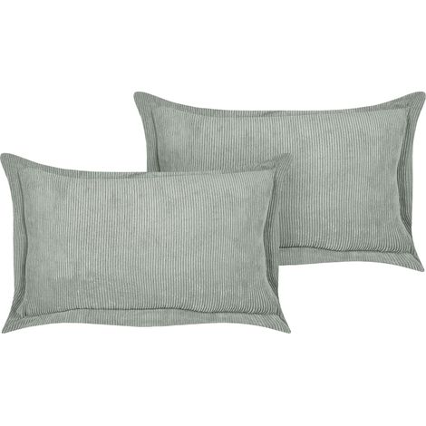 Dekokissen 2er Set ZINNIA Cord 47 x 27 cm Hellgrün Ohne Muster