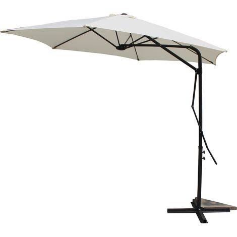 Parasol déporté avec ouverture innovante diamètre 3m écru ALCUDIA