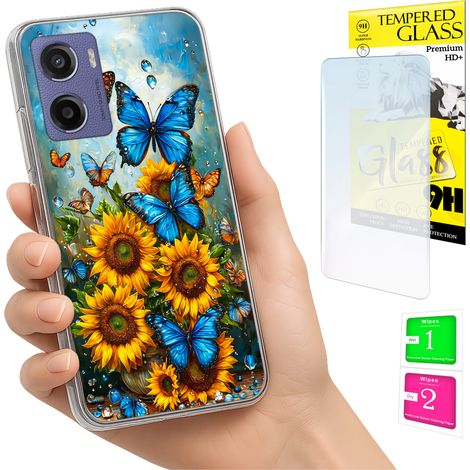 Coque pour Motorola Moto E15 / Moto G05, coque arrière photo, verre papillon (1/5)